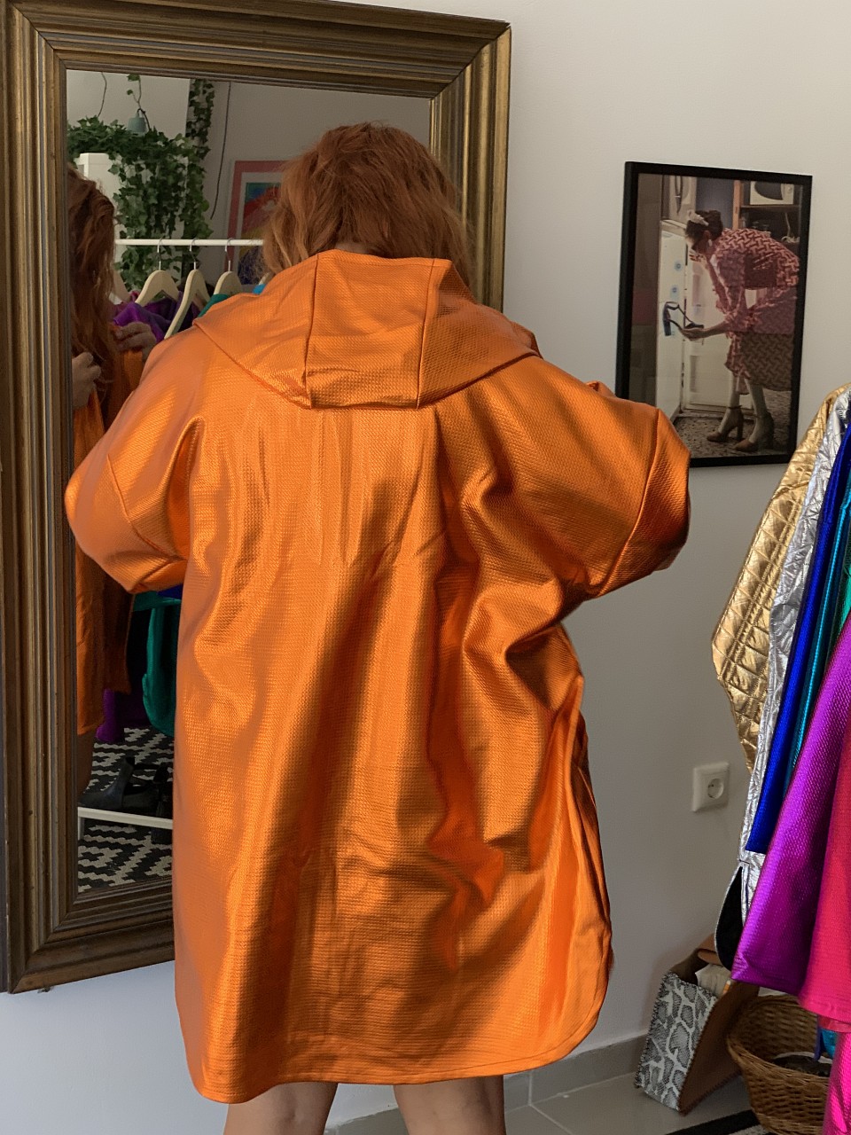 Tutu Skirt Orange Lame Hooded Coat