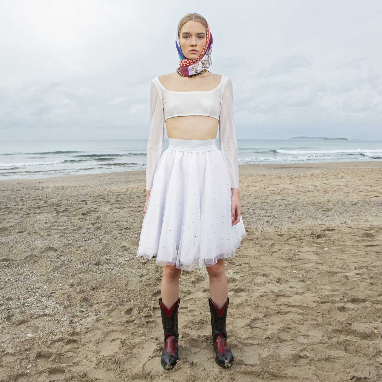 Product preview: Tulle Tutu Skirt Short White with Rhinestone 