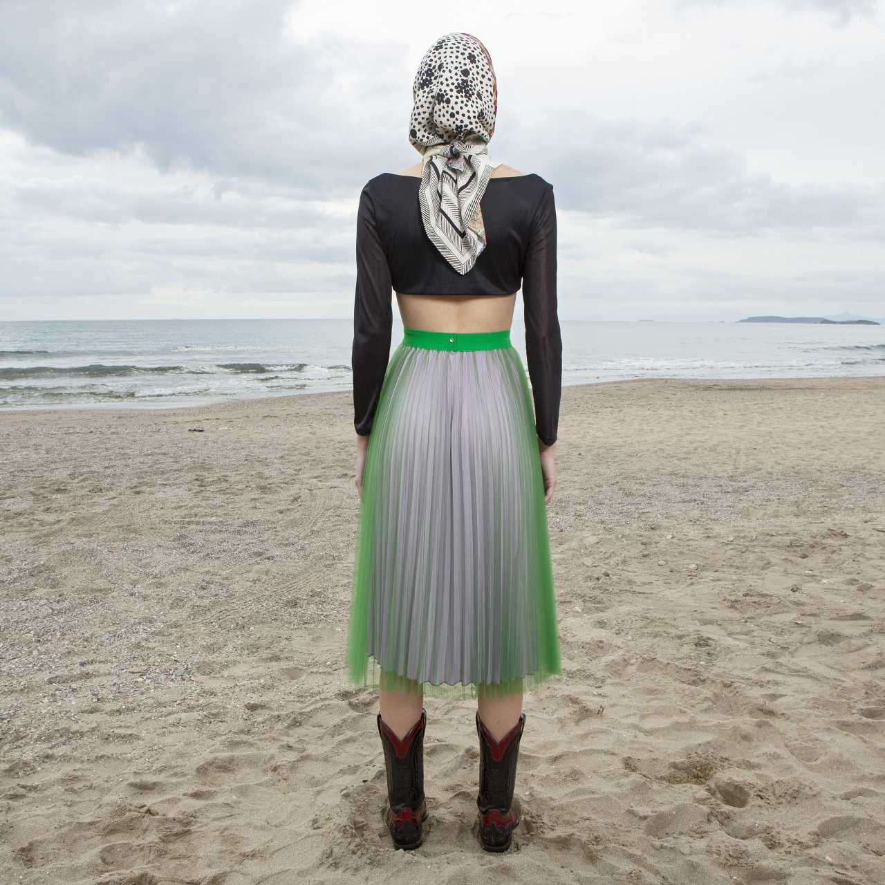 Product preview: Tulle Tutu Skirt Midi Grass Green Tulle with Lilac Lining