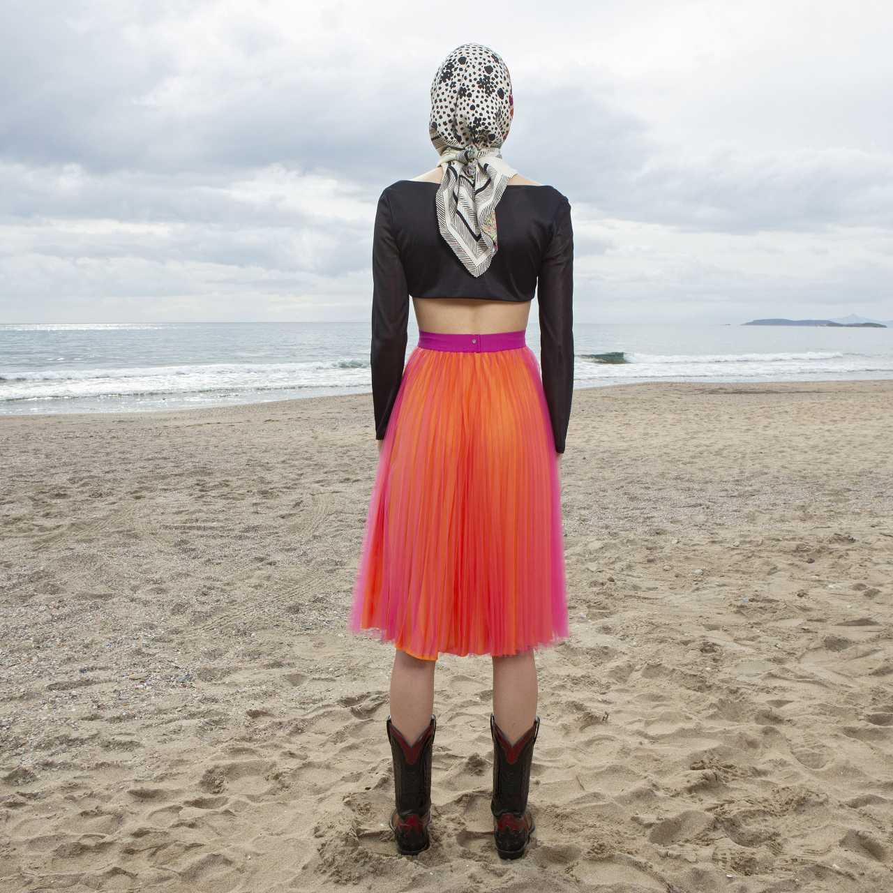 Product preview: Tulle Tutu Skirt Midi Fouchsia Tulle with Orange Lining