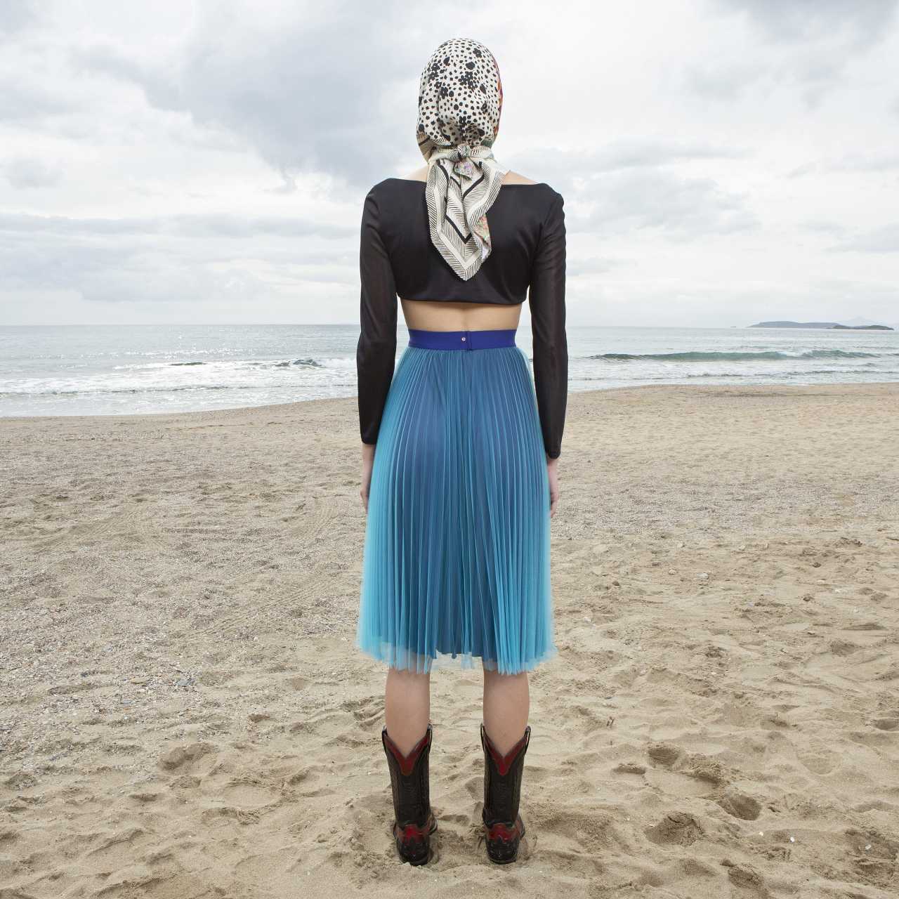 Product preview: Tulle Tutu Skirt Midi Sky Blue Tulle with Dark Blue Lining
