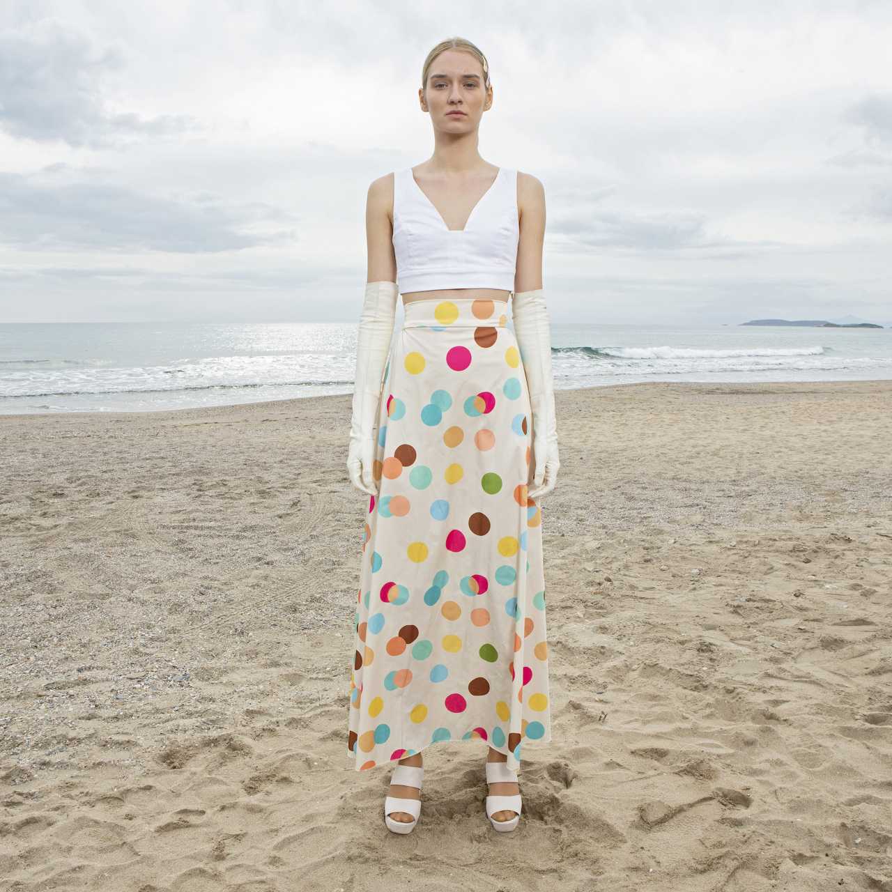 Product preview: Tulle Tutu Skirt Maxi Ivory Multicolor Dotted Skirt