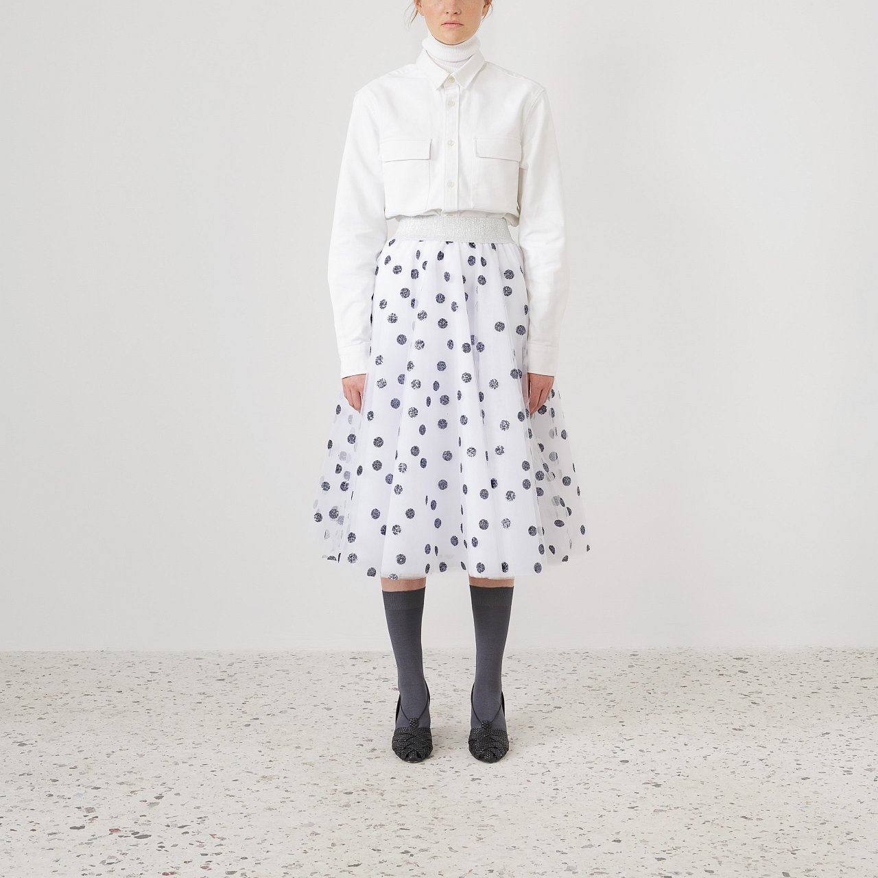 Product preview: Tulle Tutu Skirt White Glitter Polka Midi