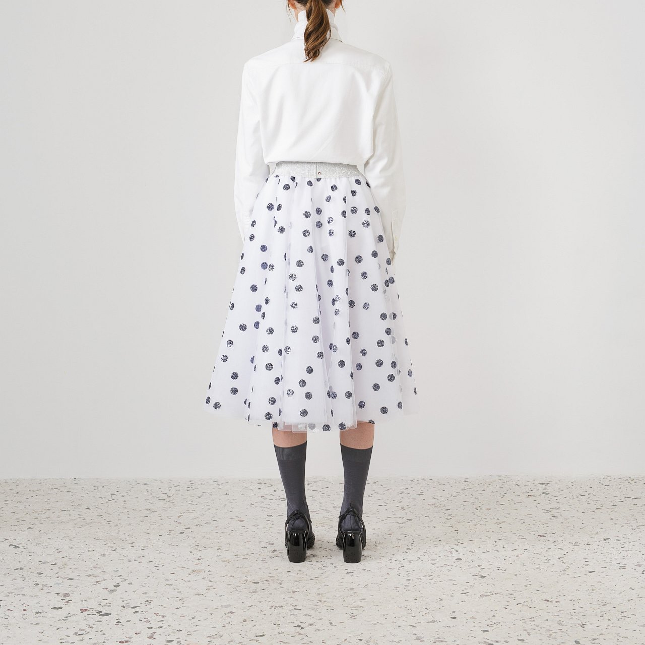 Product preview: Tulle Tutu Skirt White Glitter Polka Midi